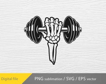 The skeleton's hand with dumbbells, Dead Lift PNG, Gym Halloween PNG, Weightlifting Love Boo, Skeleton Deadlift design Svg PNG, Cricut