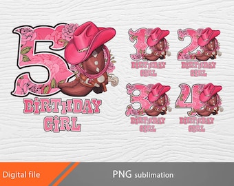 Cowgirl birthday girl png, Cowgirl png, birthday numbers png, 1 2 3 4 5, cowgirl boots png, cowgirl hat png