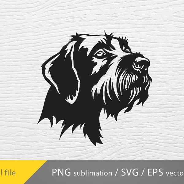 German Wirehaired Pointer svg, vector graphic cuttable image, hunting dog pointer, digital art