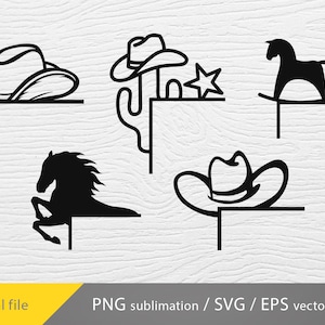 Cowboy Door Corner svg laser cut, Door Decor svg, Cowboy Home Corners vector budle, Horse door Corner, Cowboy hat eps