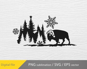 Svg de vaquero navideño, Svg de búfalo navideño, Navidad occidental png