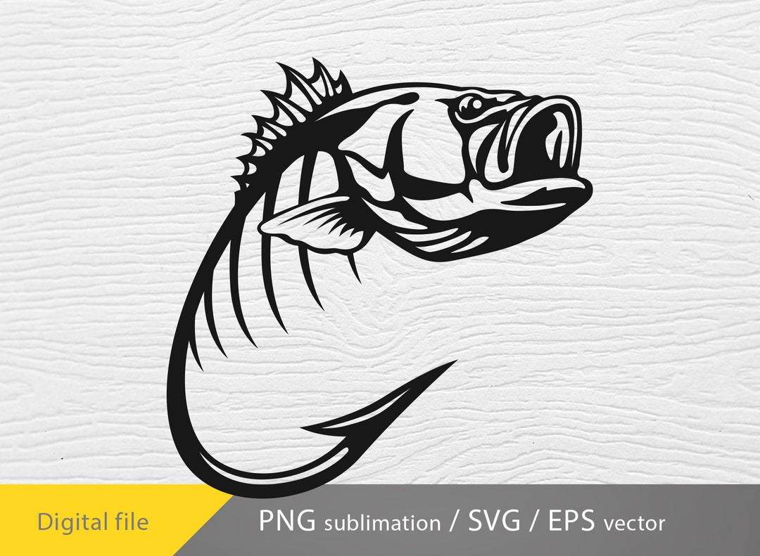 bass fish hook svg Fishing Hook, Cut File For Cricut Silhouette EPS PNG Creativedesignmaker Bass Fish Fishing Hook SVG