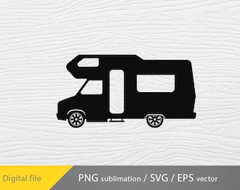 Auto Camping SVG-Silhouette, Reisemobil Schneidedatei, glückliche Camper van svg
