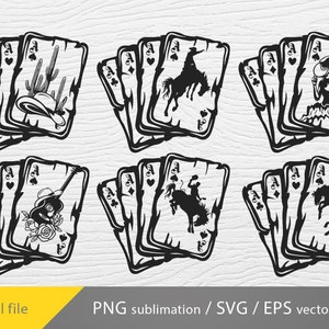 Bundle western cowboy cartes à jouer Svg, carte à jouer Png, musique country svg, Svg cowboy, cowboy équitation cheval svg, rodéo cowboy Svg