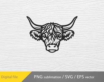 Vaca de las Tierras Altas Svg Png, Vaca de las Tierras Altas cortada con láser, Vaca Svg, Vaca Linda Svg, Archivo de Corte Vectorial Png