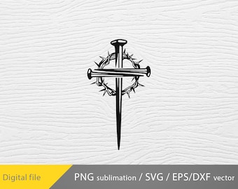 Crown of Thorns Cross svg, Cricut file, Jesus Christ svg, Easter Cross svg, Faith DXF, Crown of Thorns silhouette DXF