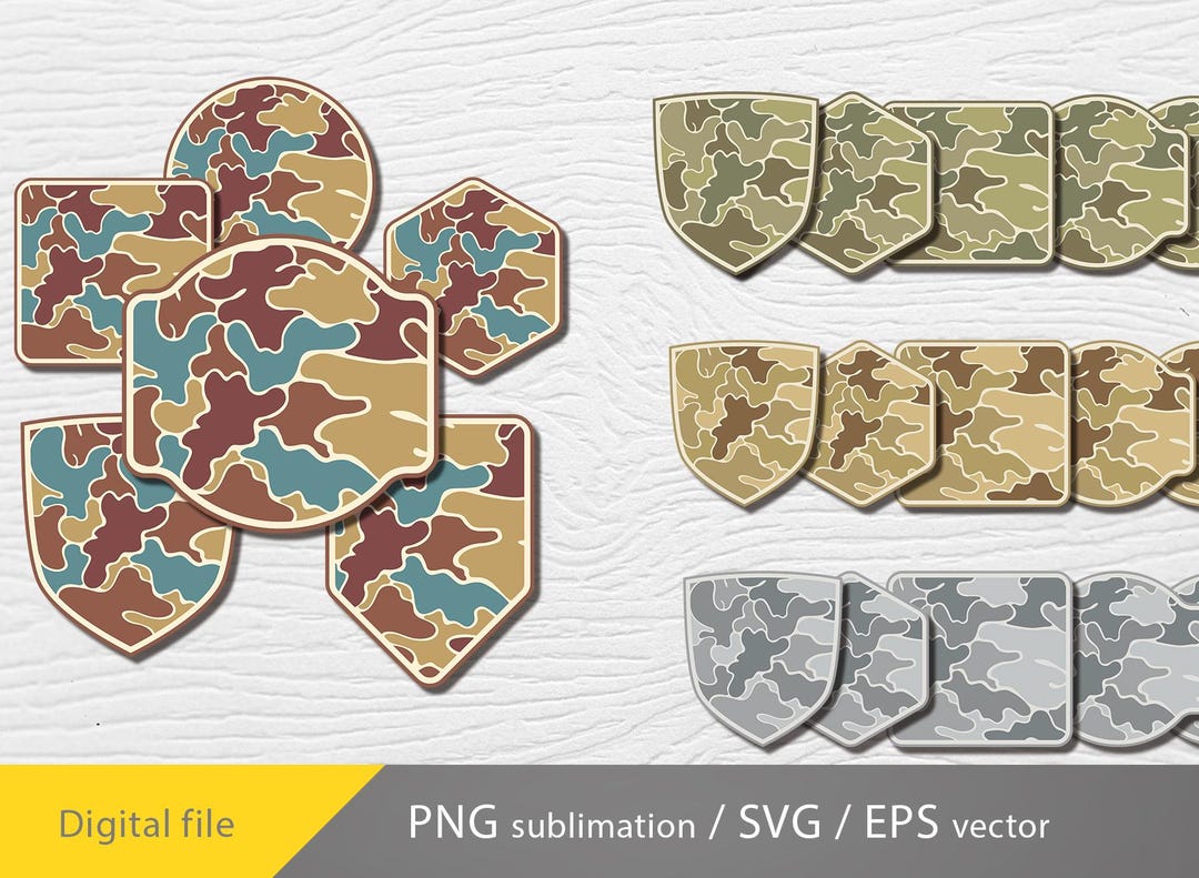Camo Patches Svg Bundle PNG, Camo Sublimation PNG, Hunting Sublimation ...