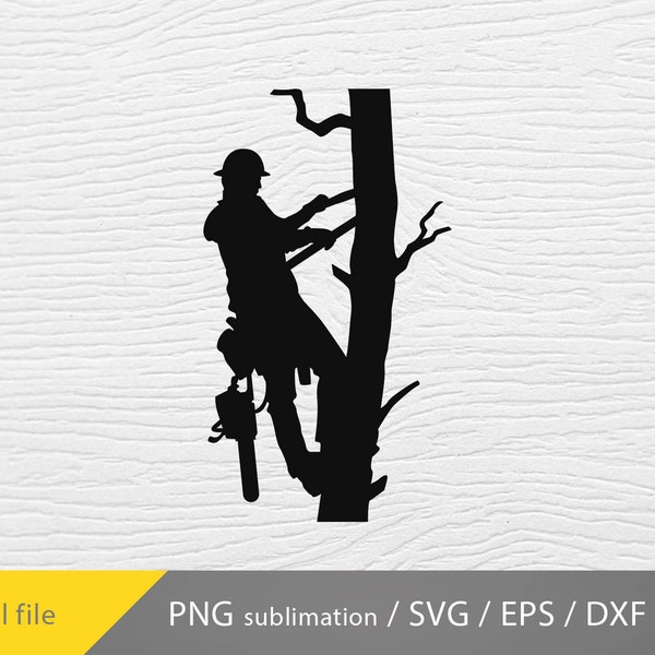 Tree arborist svg, tree services svg, tree cutter climbing, cricut file, tree trimmer cut file svg dxf eps vector png sublimation