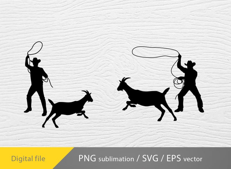 Goat Roping Cartoon Roping Cowboy Svg, Roping Goats Svg, Cowboy Life Svg, Cricut File ...