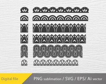 SVG de borde, paquete de bordes de encaje, patrón de encaje, vector de encaje
