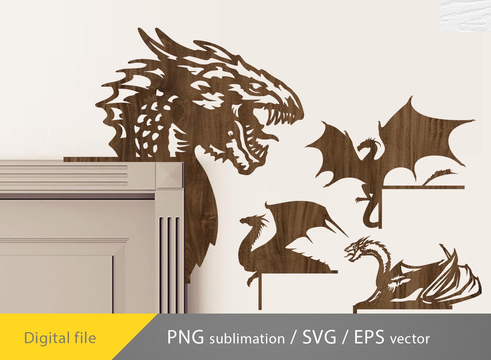 Dragon Door Trim Bundle, Dragon Door Topper, Dragon, Fantasy
