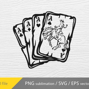 Cartas de jogar de cowboy svg, vida ocidental svg, cowboy svg, cavalo de rodeio svg