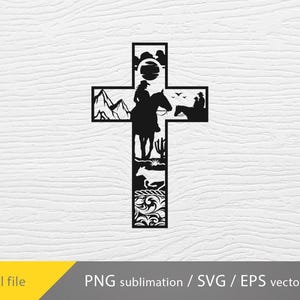 Cowgirl Cross SVG, Cowboy Cross SVG, Praying cowboy svg, cricut file, Cowgirl Faith PNG, cowgirl and horse, cowboy dxf svg png eps