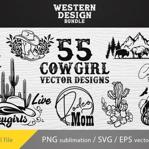 Cowboy western bundle svg, sublimation png de lot de citations de cow-girl, svg de lot de Far west, fichier cricut, rodéo svg, vive les cow-girls svg