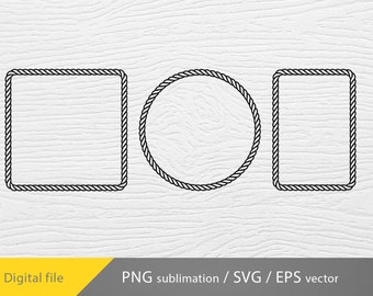 Cowboy frame svg, Rope frame svg bundle, Rope round svg, Nautical Rope png, square frame svg