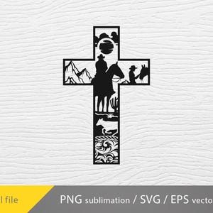 Cowboy Cross SVG, Praying cowboy svg, cricut file, Cowboy Faith PNG, cowboy and horse, cowboy dxf svg png eps