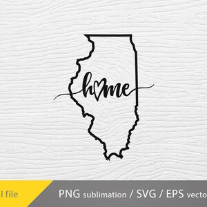État de l'Illinois SVG, couper fichier Cricut, Silhouette de l'Illinois, Illinois PNG, Illinois maison SVG