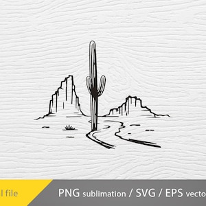 Desert svg, Desert road png sublimation, Desert cactus svg, western landscape png