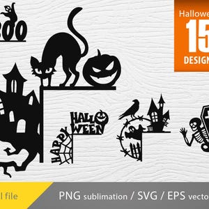 halloween door corners svg, Halloween corner door trims, laser cut, halloween glowforge, door corner eps, halloween home decor vector dxf