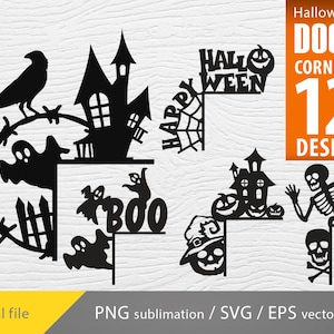 halloween door corners svg, Halloween corner door trims, laser cut, halloween glowforge, door corner eps, halloween home decor vector dxf