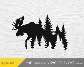 Elch svg, Elch Kontur svg, Elch png Sublimation, Elch Geweih svg, Elch jagen svg