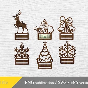 Christmas Money Svg bundle, Money Sing Christmas Decor, Christmas Money Gift Holder Svg, Santa money Svg, Christmas Laser cut