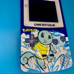 Gameboy Color GBC Blue Squirtle Shell with new Funny Playing IPS 2.0 Kits Backlit LCD console