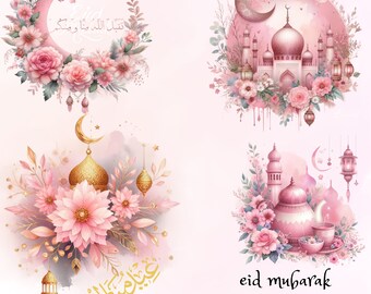 Watercolor Eid Clipart | Eid Mubarak | Islamic Lantern PNG | Muslim Moon Star | Arabic Sublimation Sticker | Commercial Licence