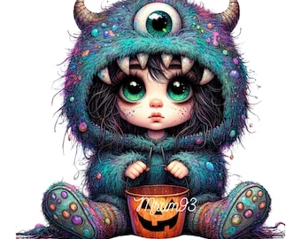Halloween Monster Clipart PNG, Personagem fofo de Halloween, Gráfico digital de Halloween, Arte de monstro assustador