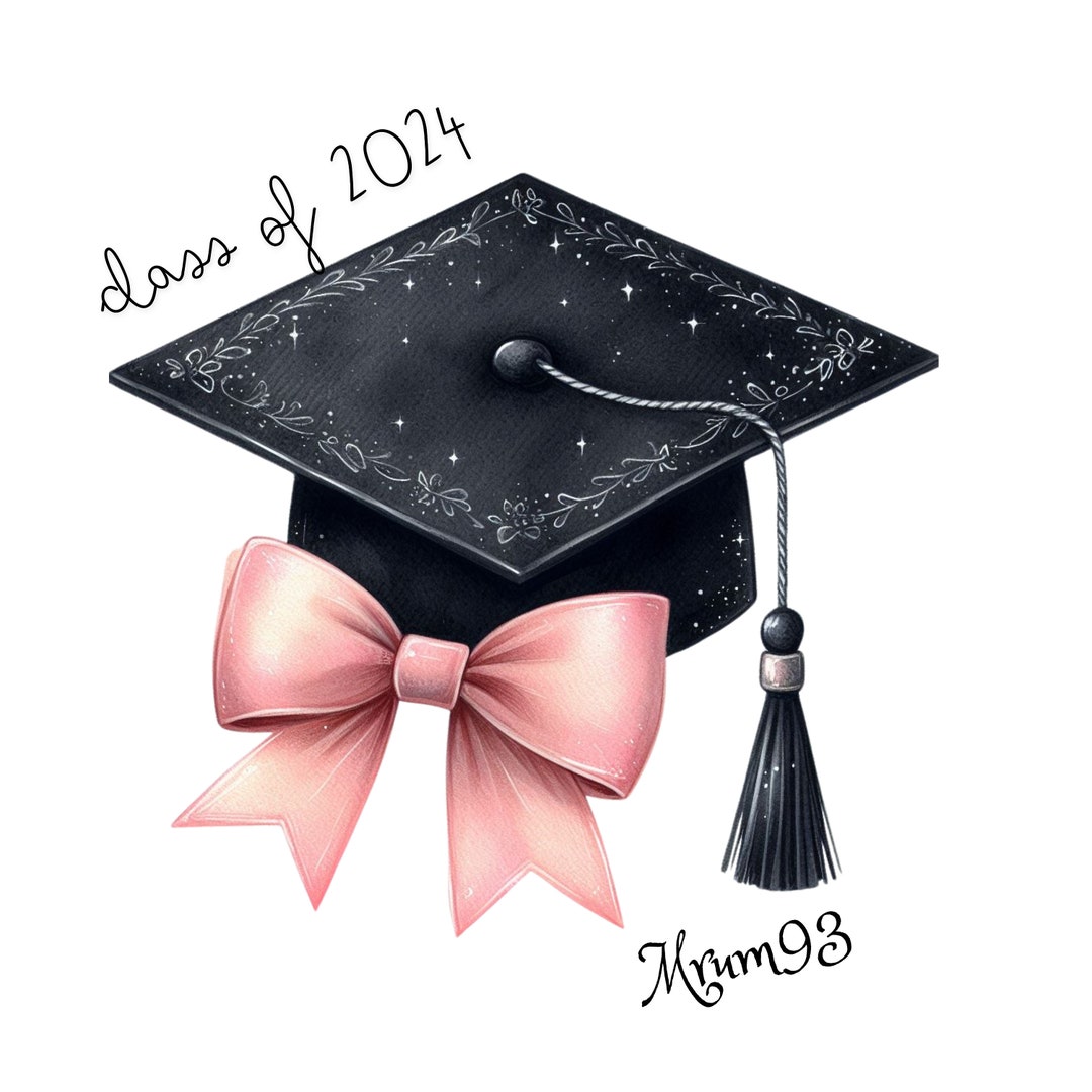 Graduation Cap PNG 2024, Senior Year Clipart, Class of 2024 Floral ...