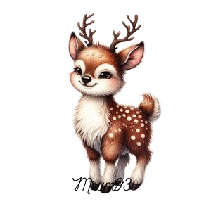 Christmas Cute Deer PNG Clipart, Holiday Digital Art, Festive Reindeer Graphic, Winter Clip Art, Instant Download