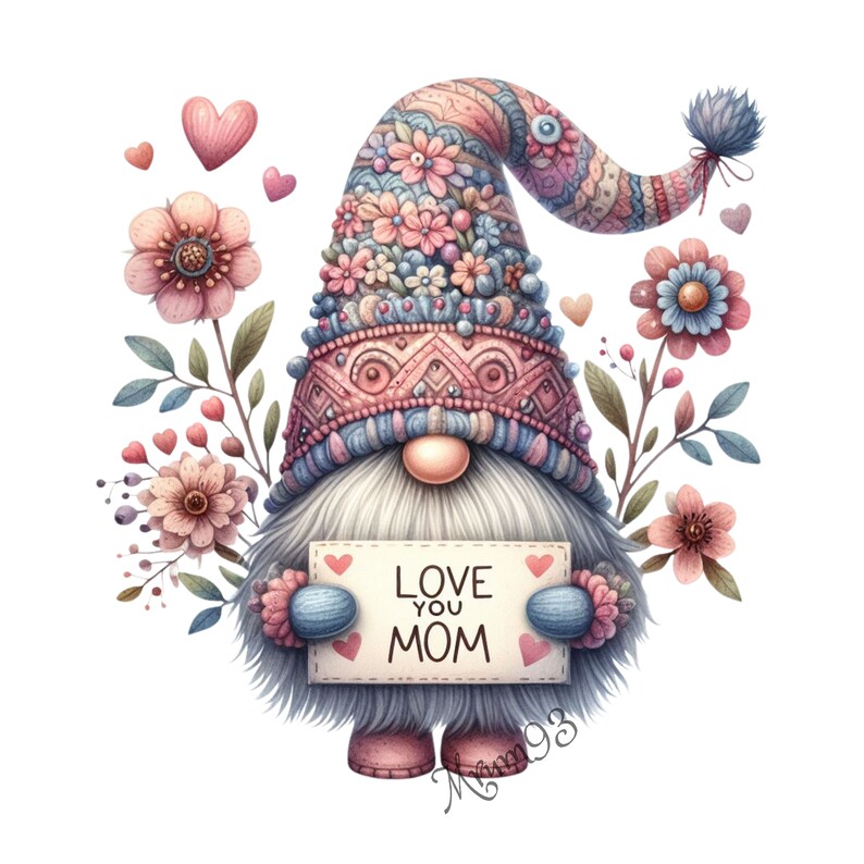 Mothers Day Gnome Clipart , Cute Digital File , Floral Gnomes, Mothers ...