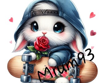 Rabbit PNG - Adorable Valentine's Rabbit Digital Clipart, Perfect for Crafting & Love-Themed Designs, Unique Gift for Animal Lovers