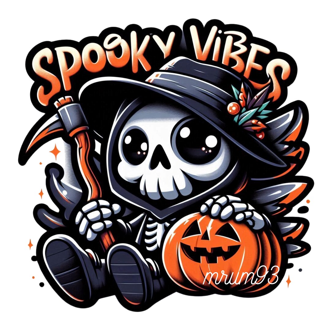 Cute Halloween Grim Reaper PNG, Instant Download Clipart , Spooky Ghost ...
