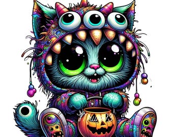 Halloween Monster Clipart PNG, Personagem fofo de Halloween, Gráfico digital de Halloween, Arte de monstro assustador