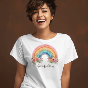 Elija Kindness PNG / Kindness png / Be Kind png / Flores png / Diseño de sublimación / Descarga de diseño digital / Diseños de camisas / arco iris png