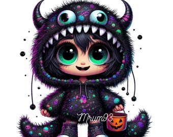 Halloween Monster Clipart PNG, Personagem fofo de Halloween, Gráfico digital de Halloween, Arte de monstro assustador