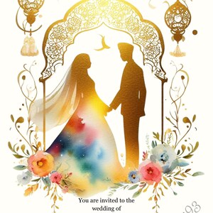Elegant Islamic Nikah Invitations,Digital Designs for Your Special Day, islamic wedding invitation, digital invitation, editable invitation