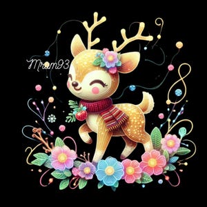 Christmas Cute Deer PNG Clipart, Holiday Digital Art, Festive Reindeer Graphic, Winter Clip Art, Instant Download