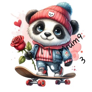 Panda PNG - Adorable Valentine&#39;s Panda Bear Digital Clipart, Perfect for DIY Crafts & Romantic Gifts