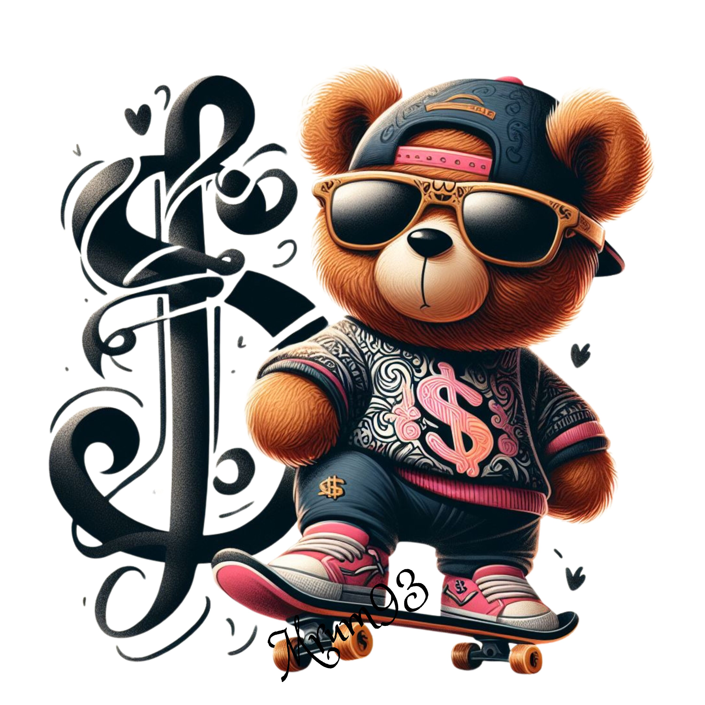 Watercolor Street Wear Teddy Bear PNG, Hiphop Teddy Bear , Digital ...