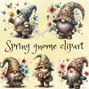 Gnome clipart bundle, Garden clipart, Spring gnome png graphics, Gnome sublimation, Transparent background