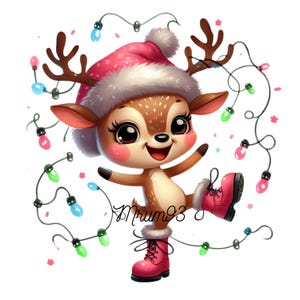 Christmas Cute Deer PNG Clipart, Holiday Digital Art, Festive Reindeer Graphic, Winter Clip Art, Instant Download