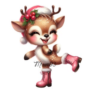 Christmas Cute Deer PNG Clipart, Holiday Digital Art, Festive Reindeer Graphic, Winter Clip Art, Instant Download