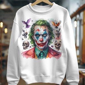A set of 5 Joker png Joker Poster Joker sweatshirt Joker design Joker Png Joker Wallpaper , scary png , printable art , the joker png