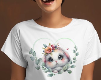 Kaninkokett png, trendig söt kanin png, kaninkanin png, blommig ram, kanin png, omedelbar nedladdning, digital fil, påskhare