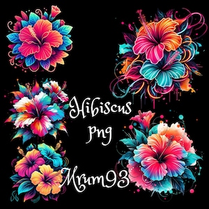 Watercolor Hibiscus Flowers png, hibiscus clipart, High Quality PNG, floral, Clipart, Flowers Clipart