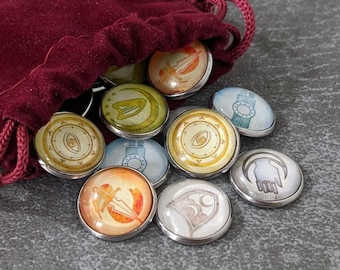 Lords of Waterdeep Board Game and Expansion Inspired Unofficial Building Control Glass and Metal Token Pack