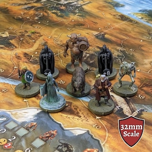 Legends of Andor New and Dark Heroes Jeu de société non peint 32 mm inspiré des PNJ, lot de 8 figurines non officielles