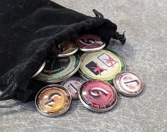 Von 7 Wonders Duel Brettspiel und Pantheon und Agora Erweiterung inspiriertes inoffizielles Glas und Metall Token Paket